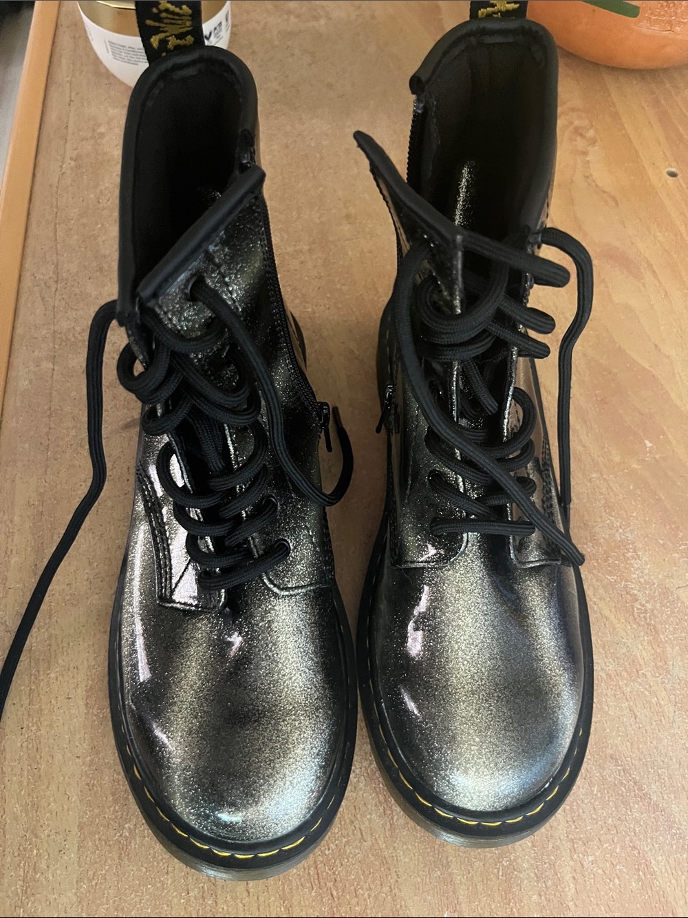 Dr. Martens Black Iridescent Lace-Up Combat Boots